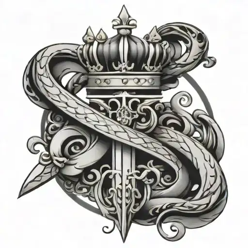 Two Intertwined G Letters Surmounted By A Crown And Intersected By A Gothic-style Sword