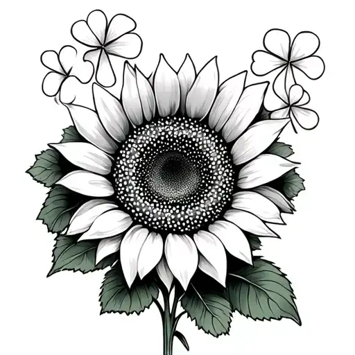 Sunflower And Clover At 4