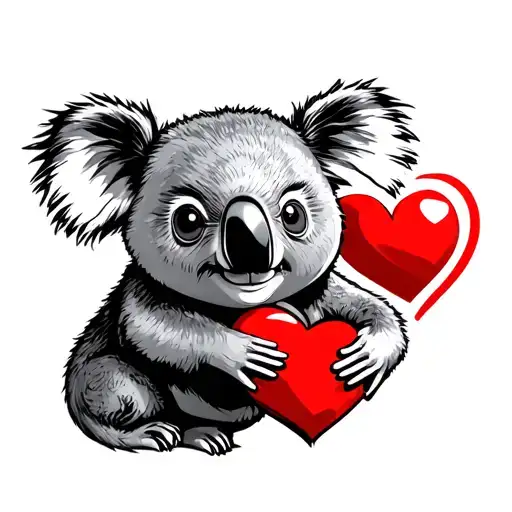 Gangsta Koala Holding A Heart