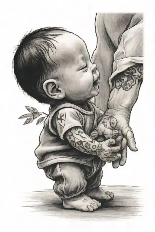 Baby Grandson Holding Hands