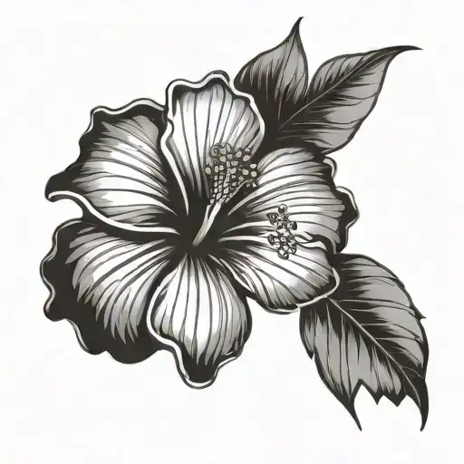 Hibiscus Flower Thick Outlines Black And White Lineart