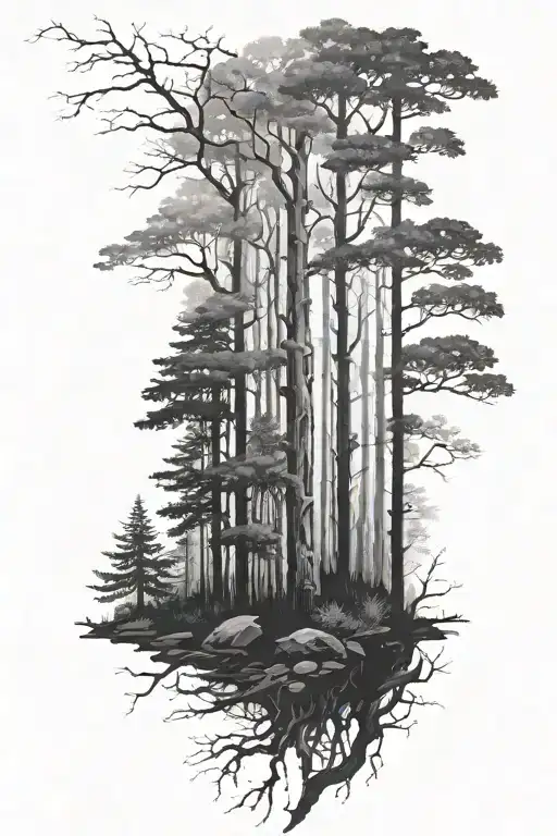 Forest Looking Up From Ground