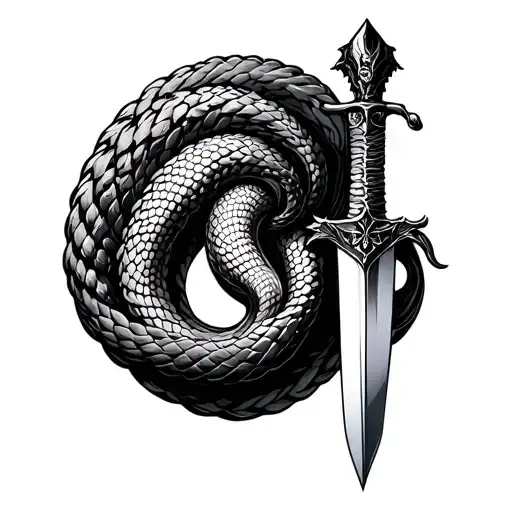 Dagger And Serpent Coiled