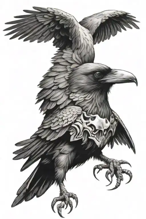 Raven With Skull Face