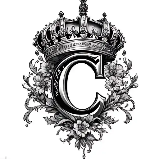 Queen Crown And Letter C With Ornamentations Throughout The Spine