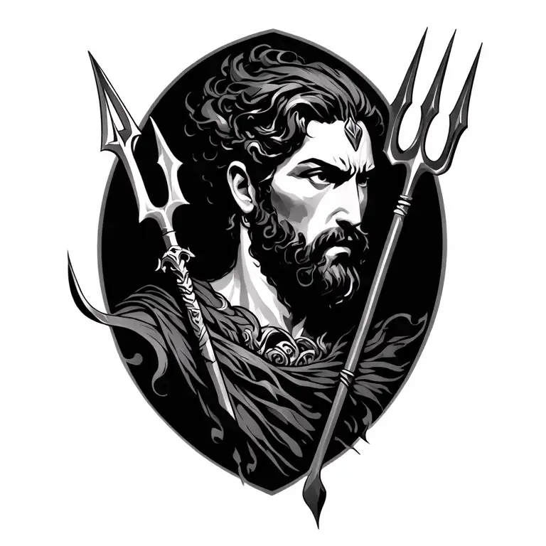 Posidon God With Trident