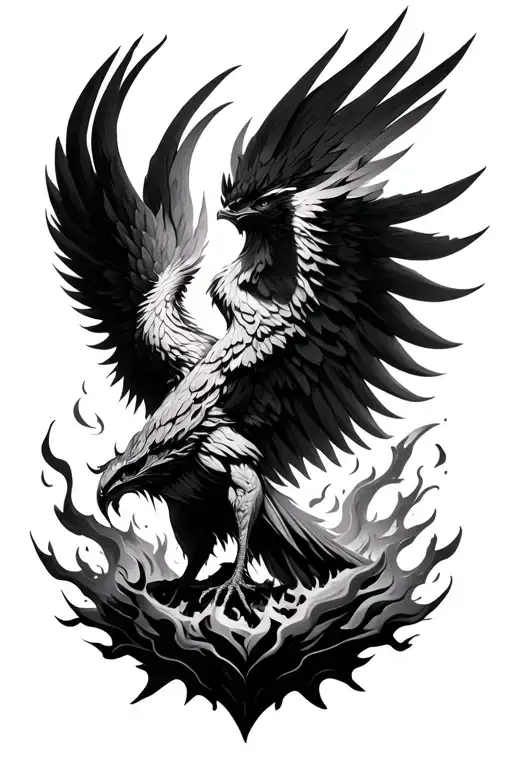 Phoenix Rising From Ashes Symbolizing Rebirth