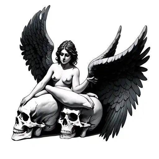 Angel Sitting On Skull Hesd