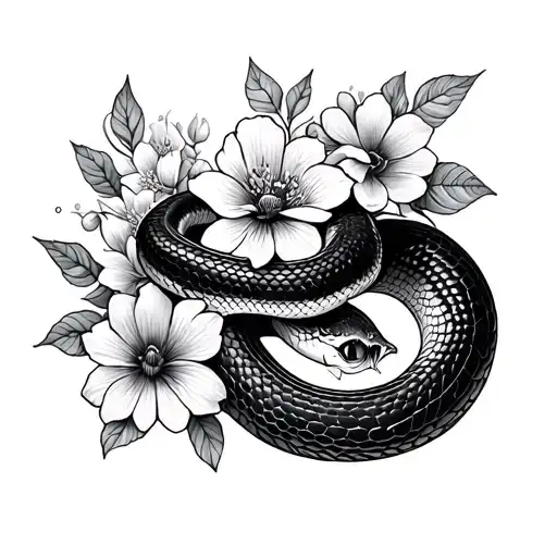 Snake With Flowers