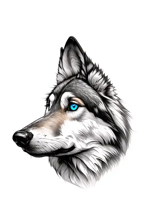 Wolf With Blue Eyes