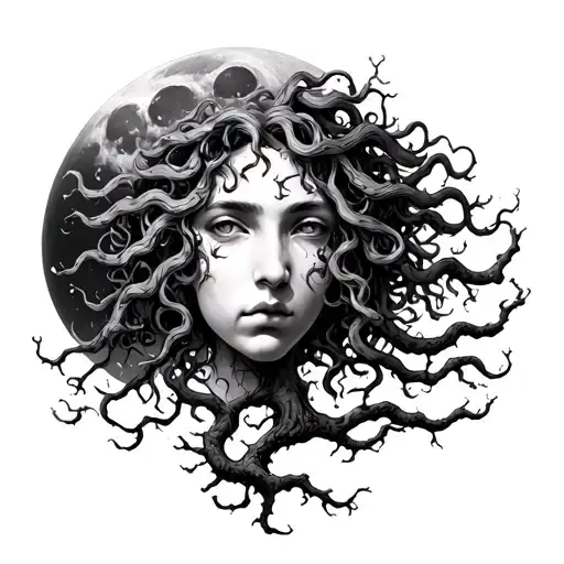 Medusa With Trees The Moon