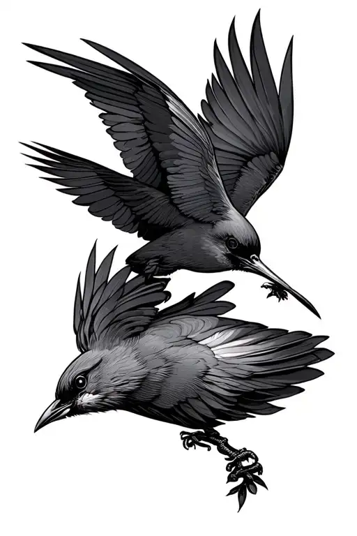 Bird Trying To Save Other Bird