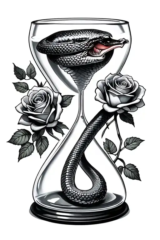 Snake Hour Glass With Stand Roses