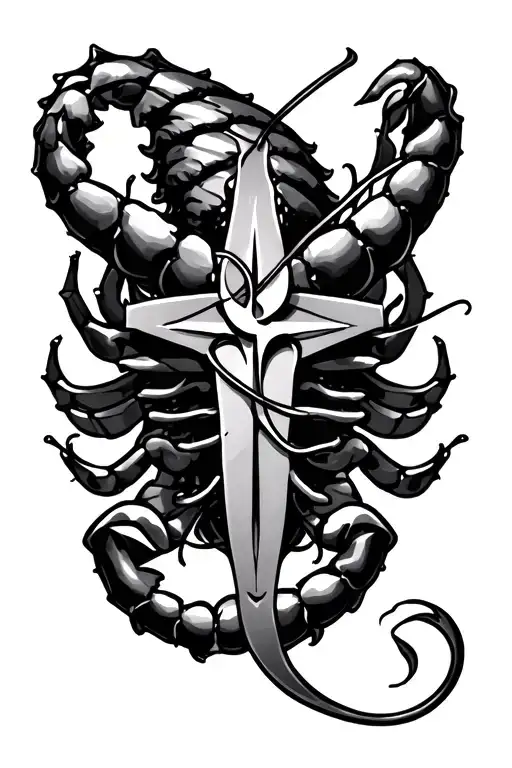 Cross And Scorpion Intertwined