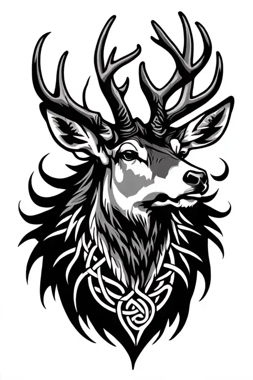 Celtic Stag Facing Head