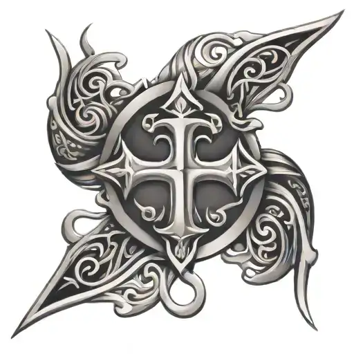 Cross And Crown Of Thorns Bracelet Tattoo Made Maori Motif