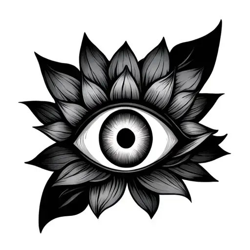 Evil Eye And Unalome Symbol With Lotus For Wrist Fine Line