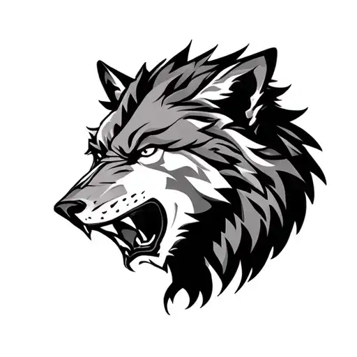 Wolf Face With Anger Lion Face