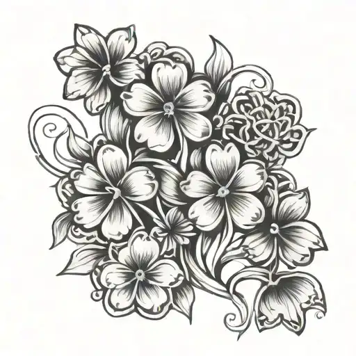 Shamrock And Flowers Intertwined