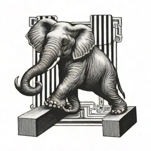 Rearing Circus Elephant Balancing On A Square Licorice Alsort