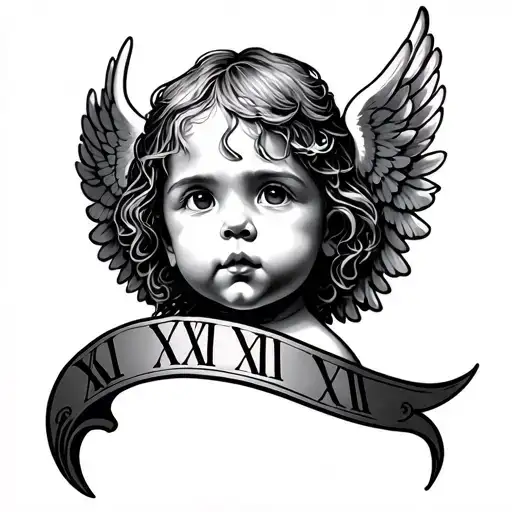 Little Angle With Wings And Roman Numerals