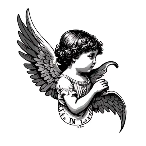 Little Angle With Wings And Roman Numerals Representing Important Dates