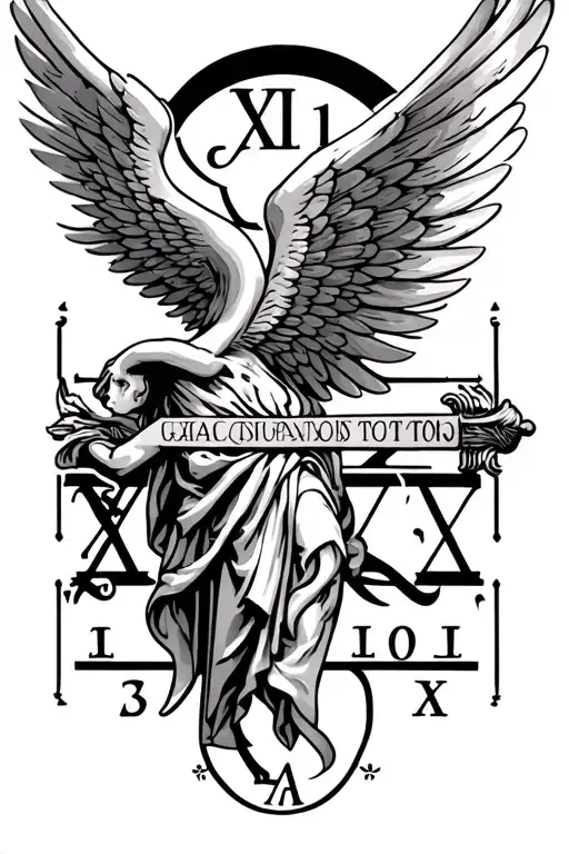 Angle With Wings And Roman Numerals Representing Important Dates