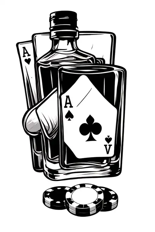 Whiskey With Poker Cards And Chips
