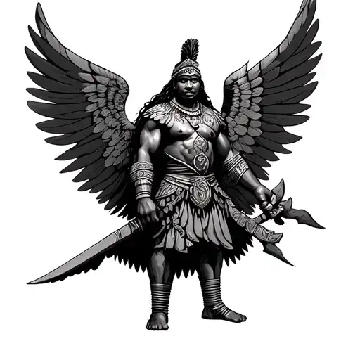 Winged African Warrior Standing