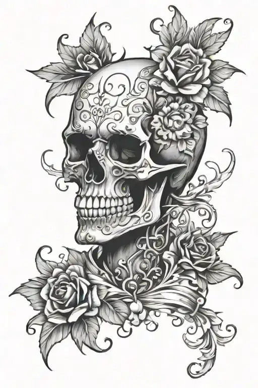 Momneto Moir Skull Tatoo Design