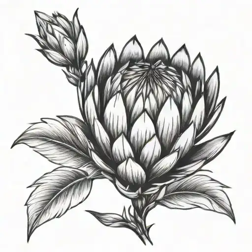 Simple Protea Flower Line