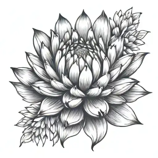 Simple Protea Flower Line Outlining