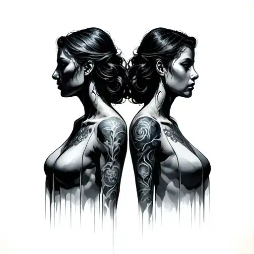 A Line In The Middle Where To Human Shadows Stand Back To Back