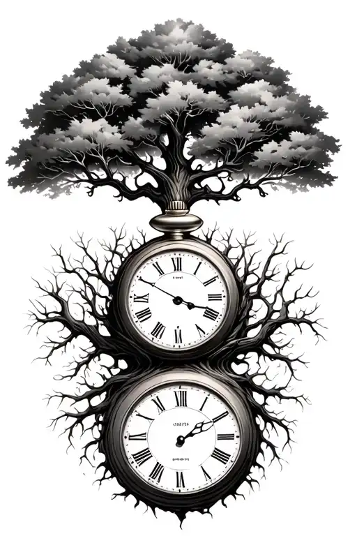 Family Tree With Roots To Pocket Watch