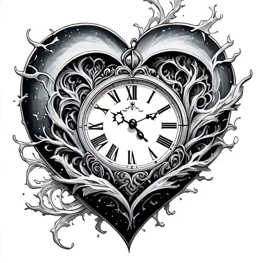 A Clock Frozen Inside A Heart