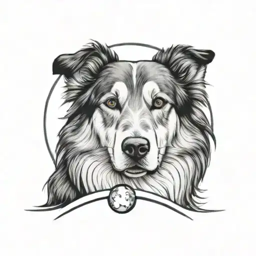 Collie Dog In Front Of Moon