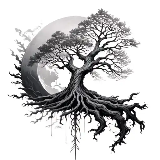 Aegishjalmur And World Tree Tattoo On Forarm