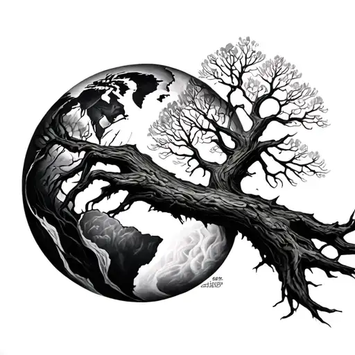 Aegishjalmur And World Tree Tattoo On Forarm