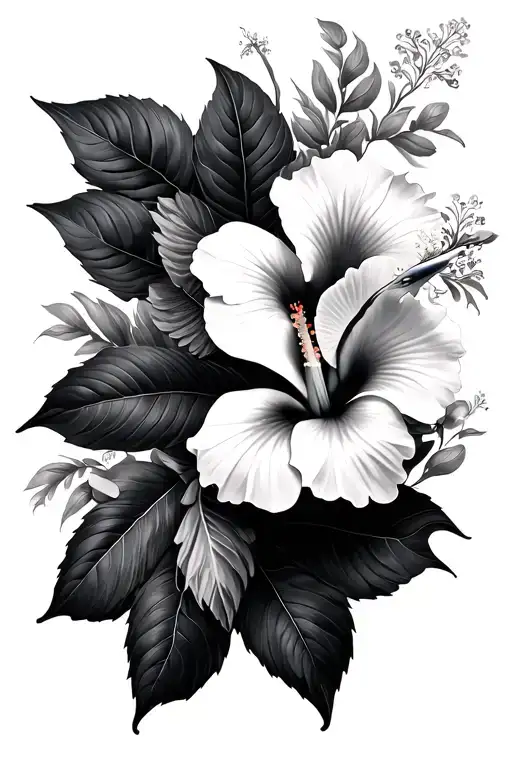 Colibri Volant Hibiscus Flower Surrounded