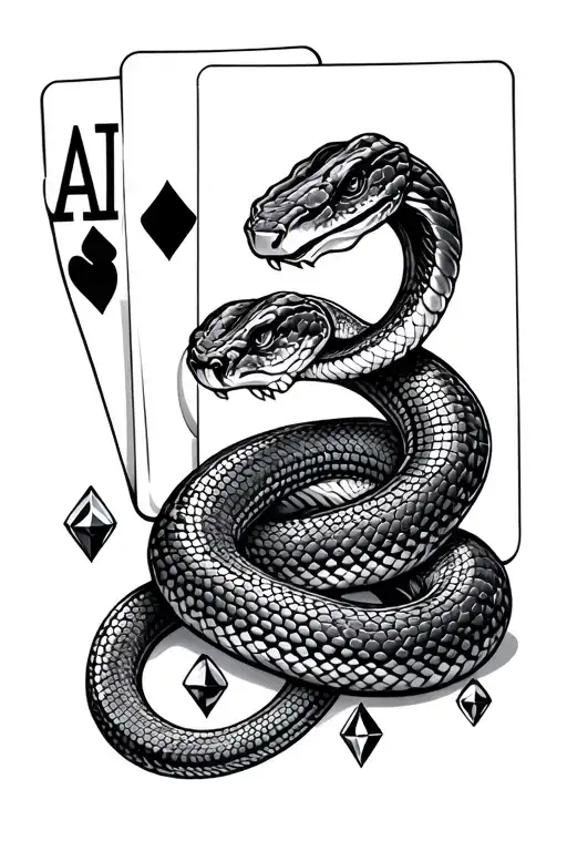 Snake Slithering In Diamonds And Playing Cards