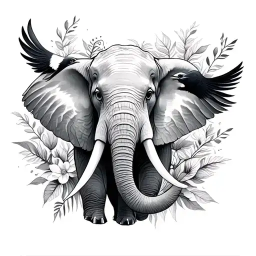 Birds Elephants Script Sleeve