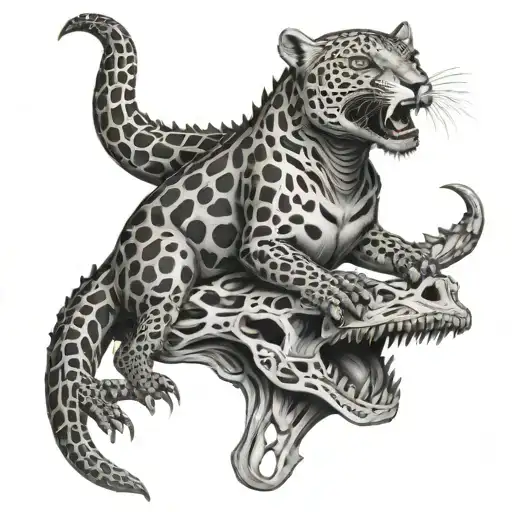 Leopard An Crocodile Skeleton Inside