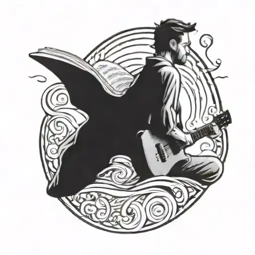 Open Book Road Winding Man Holding Guitar