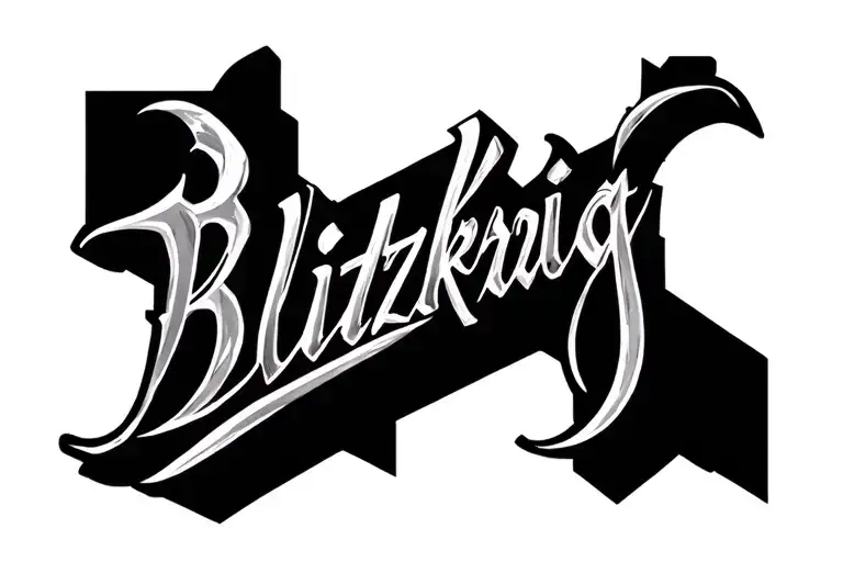 Blitzkreig Script Tattoo Feminim