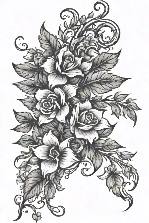 Vine Of Flowers Wrapped Around Upper Arm