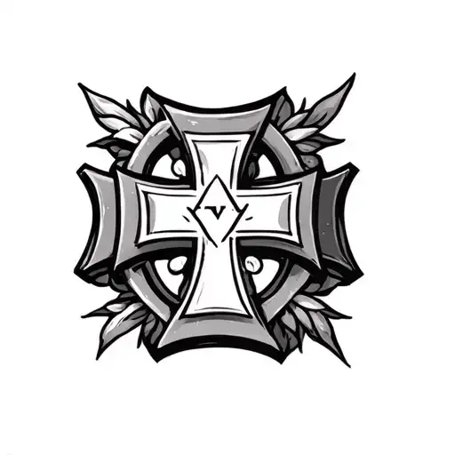 Create 10 Separate Images Of A Jerusalem Cross Tattoo With 10 Different Art Styles