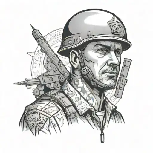 Military Man With Stationery Items