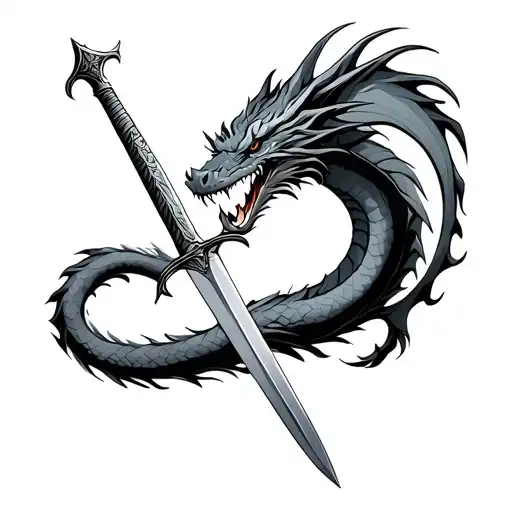 Dragon Around Sword