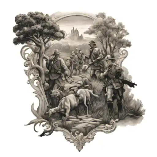People Hunting Scene