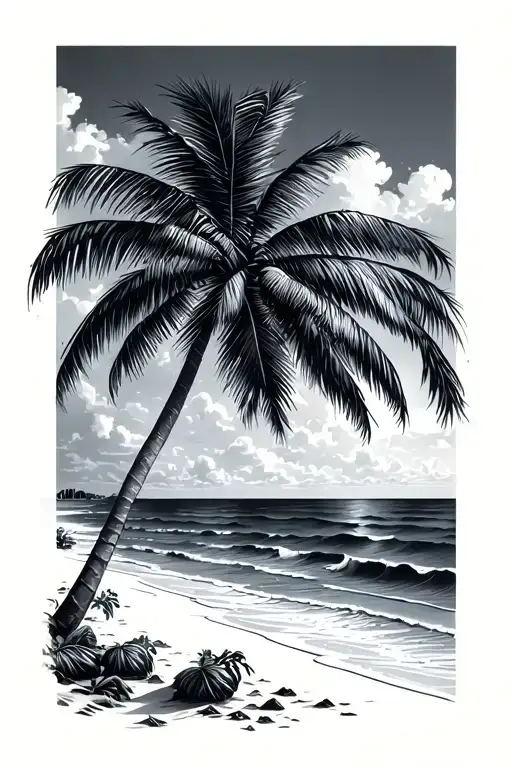 Beach And Palm Tree
